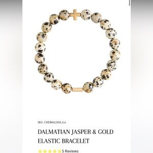 NWT CHARGED Dalmatian Jasper & Gold Elastic Bracelet M/L
